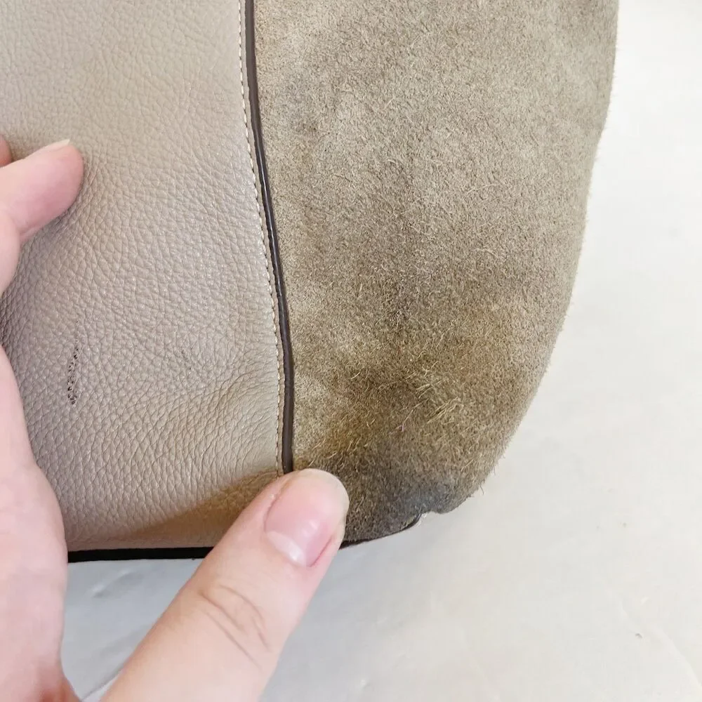 Coach Ava Tote in Taupe Leather and Suede Mixed Fabric Shoulder Bag Purse - Picture 6 of 12